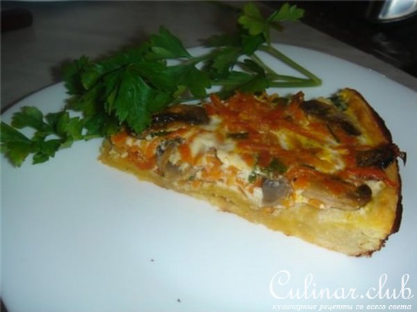 Вкусный морковный пирог или киш из моркови с грибами