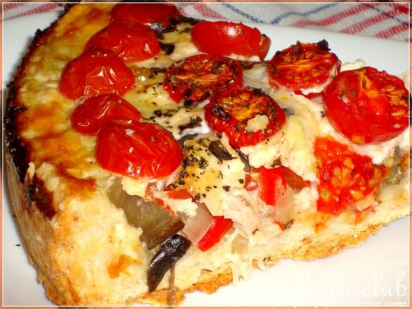 Пирог с баклажанами и куриной грудкой