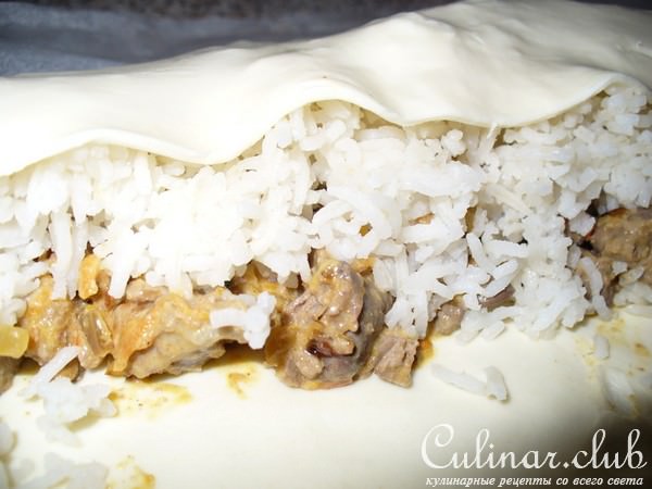 Пирог " Помятый " (с куринными потрошками и рисом )