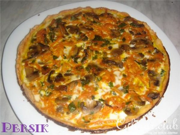 Вкусный морковный пирог или киш из моркови с грибами