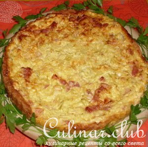 Киш с ветчиной и кабачком