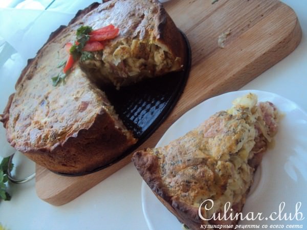 Эльзасский пирог с луком и ветчиной