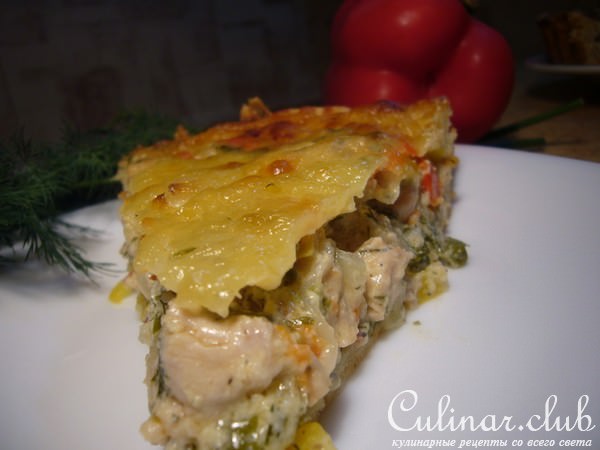 Открытый пирог с индейкой.