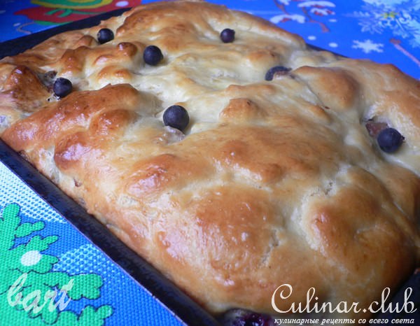 Пирог на сливках с курицей и смородиной.