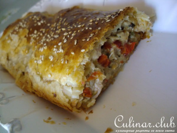Штрудель с курицей и грибами