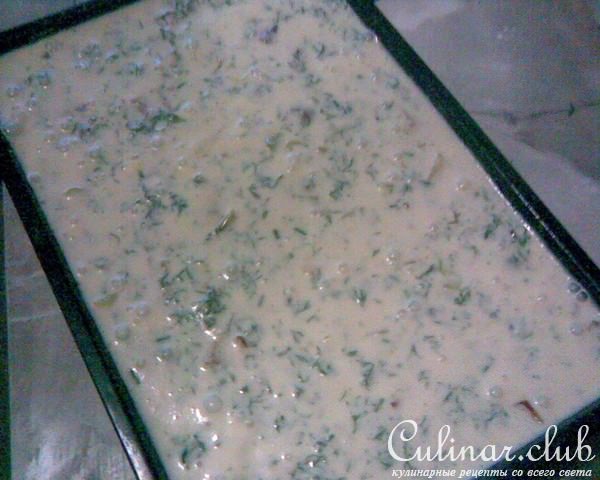 Легкий пирог - запеканка с капустой, шампиньонами и куриным мясом 