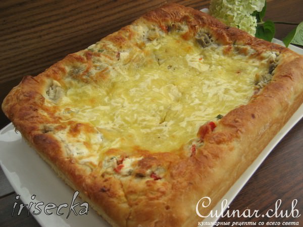 Сырный пирог с запечеными баклажанами