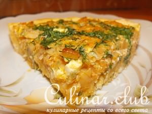 Открытый пирог с капустой и яйцами
