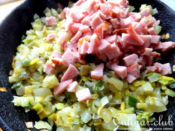 Киш "Пикник" с ветчиной,сыром и огурцами