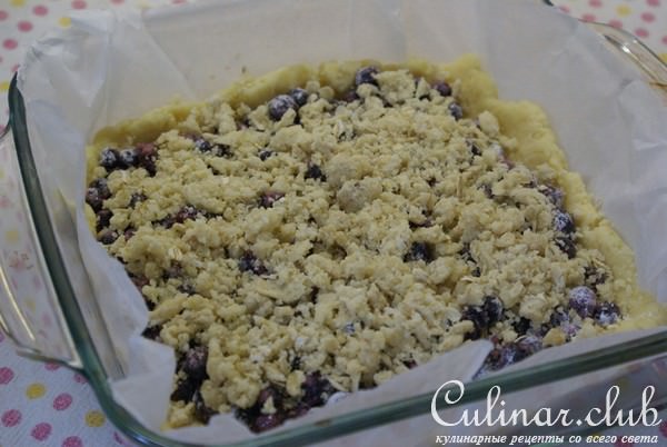 Crowberry and blueberry crumb bars (Брусничное и черничное печенье с крошкой)