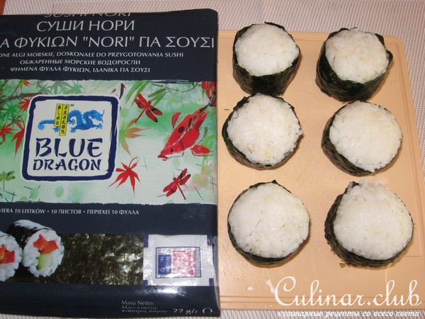 Суши-фрикадельки с копченой скумбрией