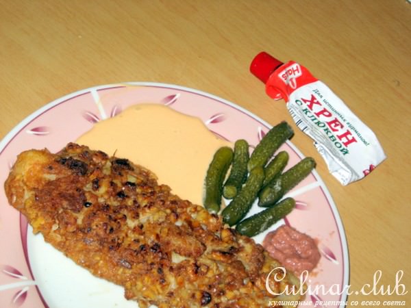 Морской язык в ореховой панировке