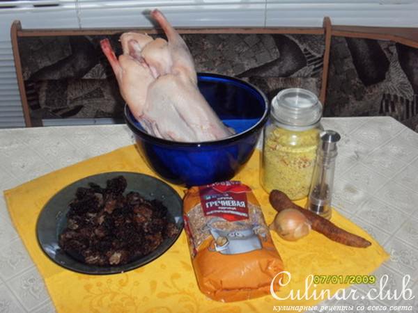 Утка фаршированная гречкой и грибами