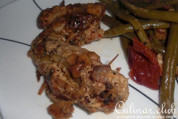 свинные пальчики с луком и сыром.