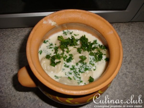 Пельмешки без спешки в горшочке