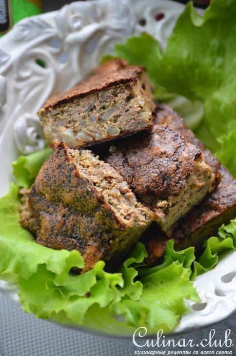 Печеночная запеканка с грибами и рисом