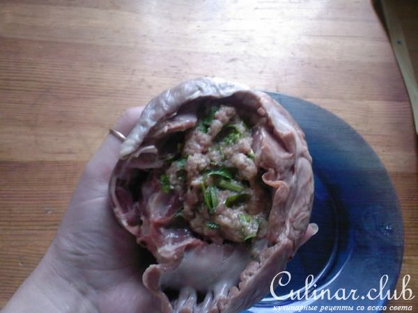 фаршированные телячьи сердца с овощами