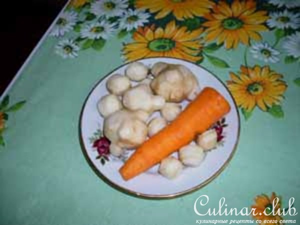 Зразы из топинамбура с куриным паштетом.