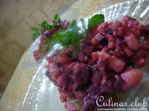 Винегрет с заварным горчичным соусом и селёдкой. (мой вариант)