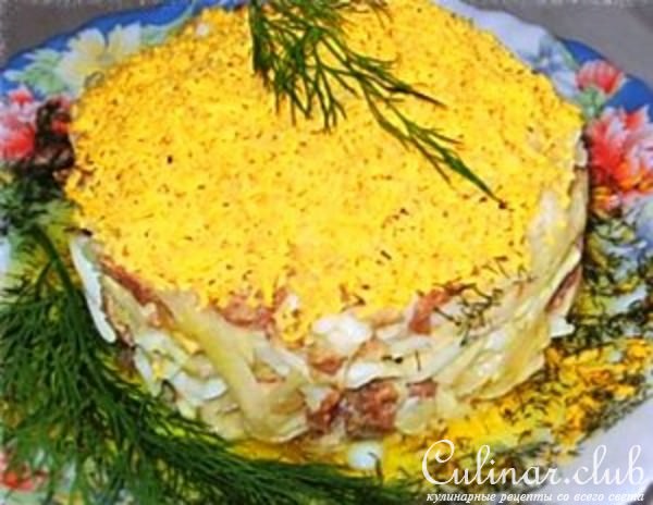 Салат из зелёной редьки с мясом