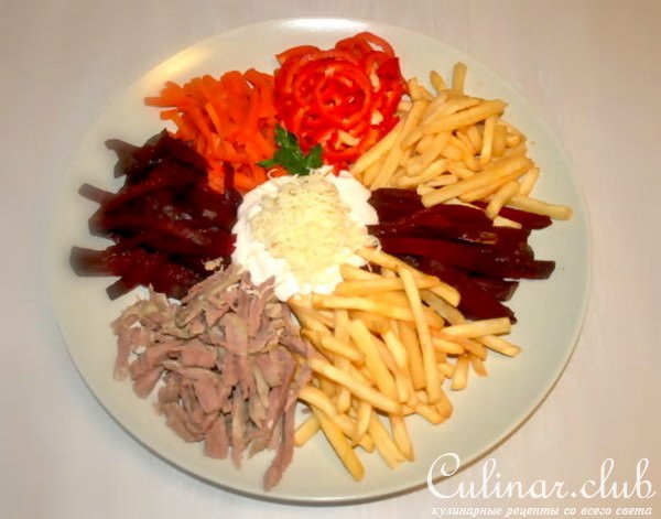 Французский салат с говядиной