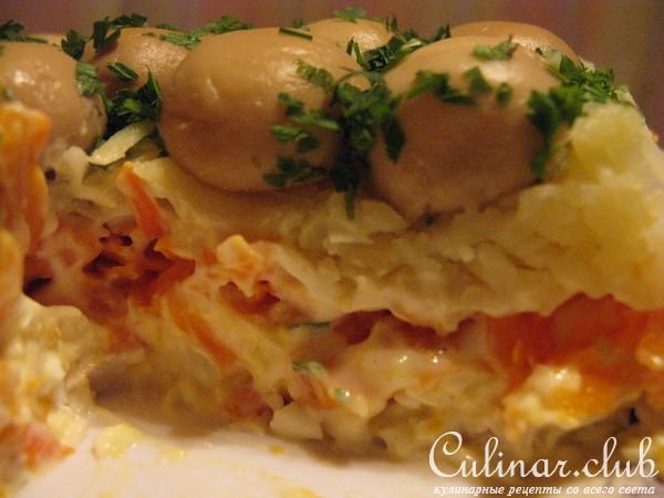 Салат " Грибная поляна " с курицей