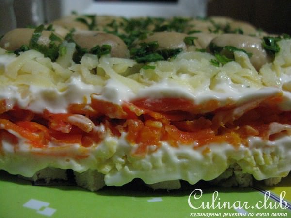 Салат " Грибная поляна " с курицей