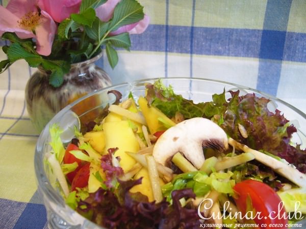 Салат с манго и сырыми шампиньонами „Бодрость“