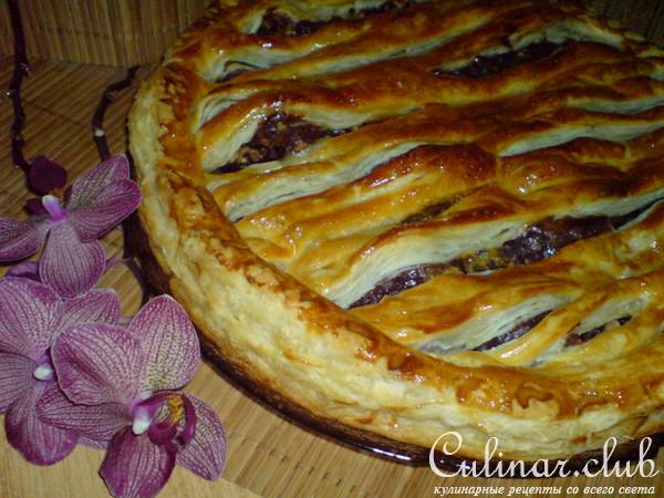 Пирог с горьким шоколадом и грецкими орехами