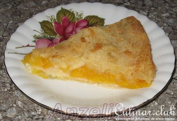 Насыпной пирог с персиками и яблоками.(вариант)