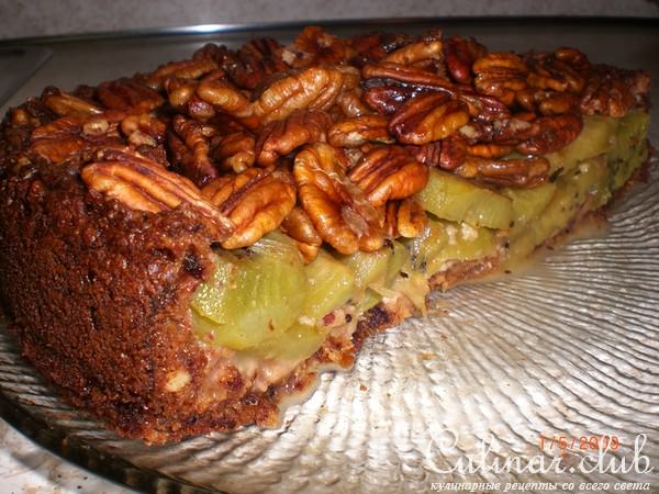Овсяный пирог с киви и орехами