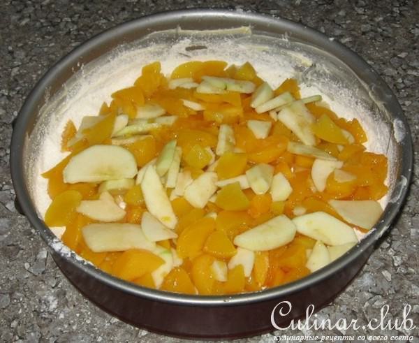 Насыпной пирог с персиками и яблоками.(вариант)