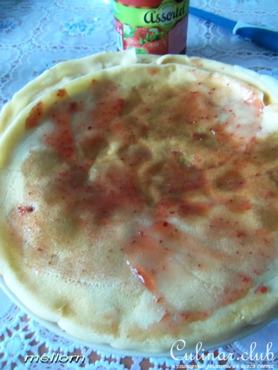 Пирог творожный с блинами