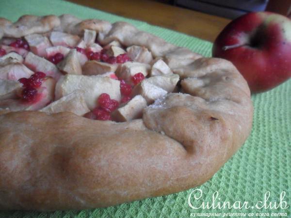Галета из постного теста с яблоками и брусникой 