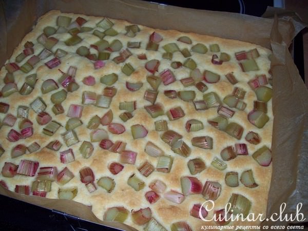 Пирог с ревенем и клубникой.
