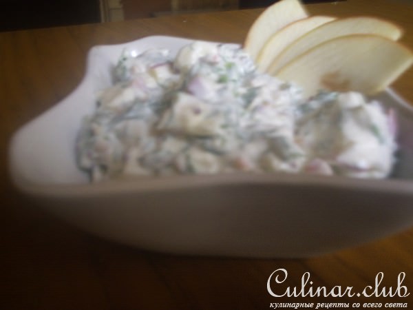 Соус из зелёного лука с укропом и яблоком