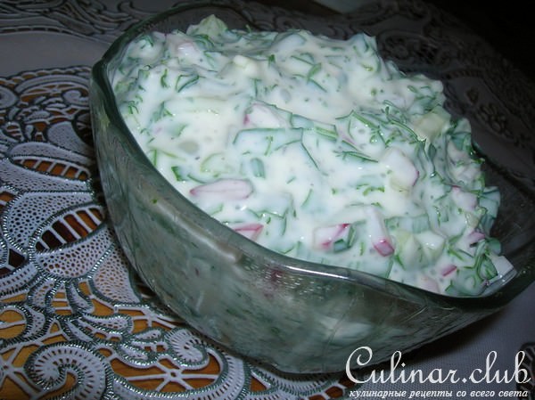 Йогуртово-овощной соус с кресс-салатом к мясу, птице и овощам