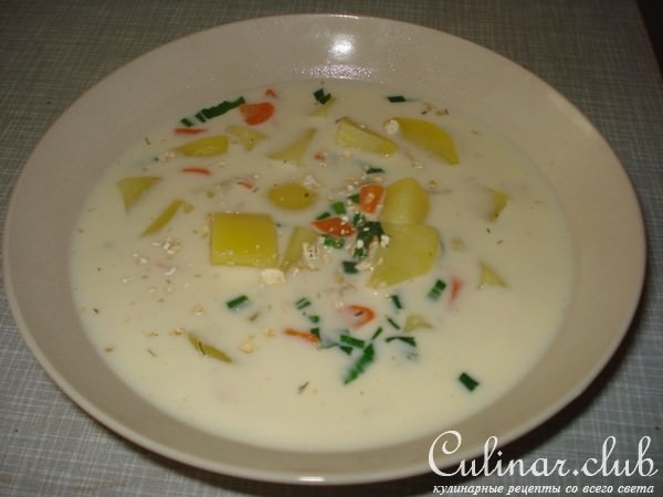 Сырный суп с Геркулесом и черемшой 