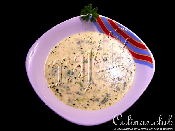 Суп из зелёного лука с сыром