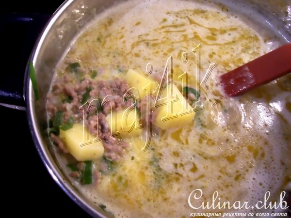 Суп сливочно-сырный с фаршем "Объеденье"