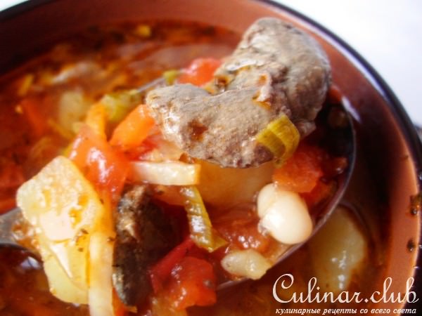 Суп из белой фасоли с яблоками и печенкой. Тест-драйв.