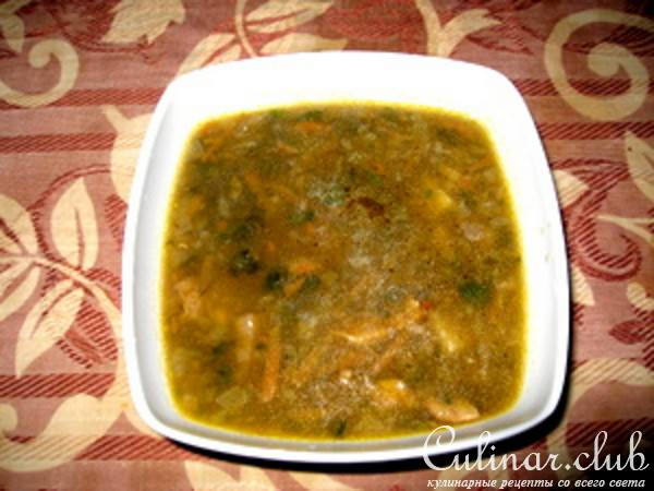 Cуп чечевичный с грибами.