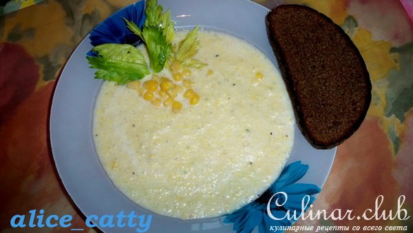 Суп-пюре из кукурузы с плавленым сырком