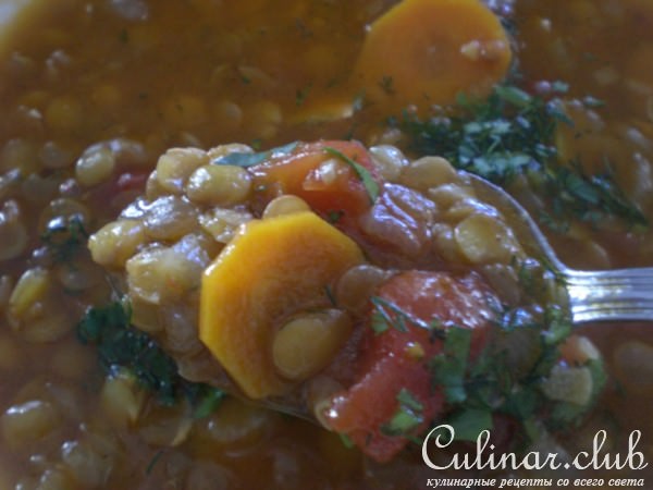 Очень вкусный чечевичный суп( вариант)
