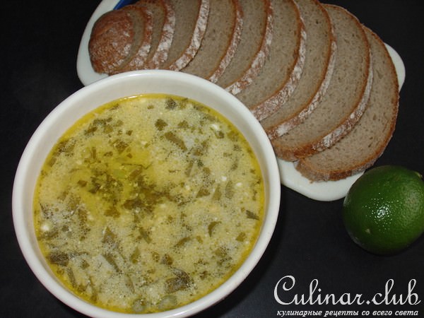 Суп с щавелем и сливочным сыром (Вариант).