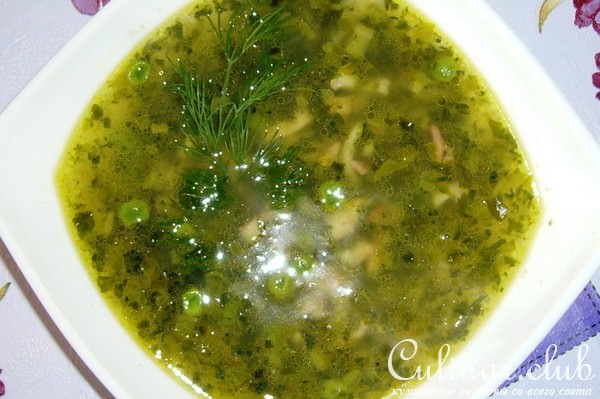 Суп гороховый с кальмарами