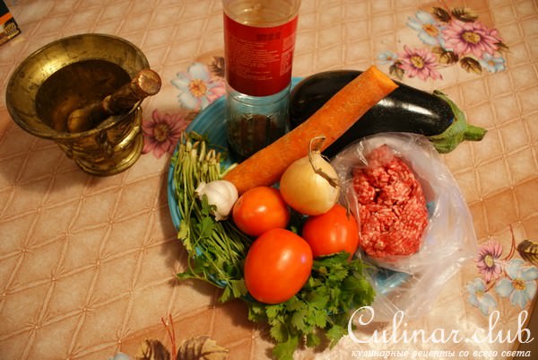 Густой суп-гуляш с баклажанами 