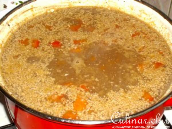 Суп с чечевицей и орехами 