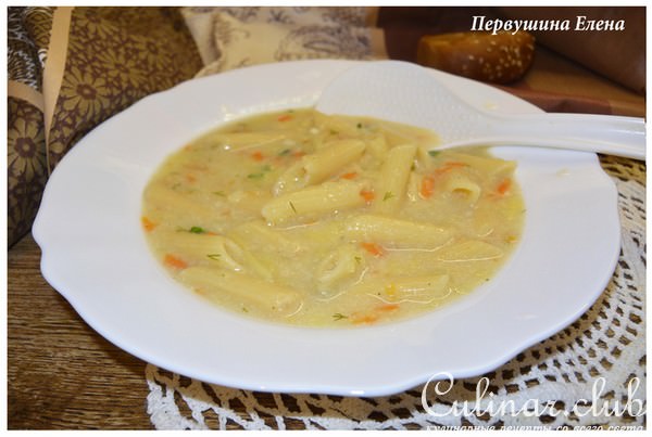 Молочный картофельный суп с макаронами 