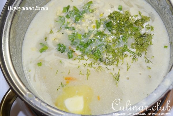 Молочный картофельный суп с макаронами 